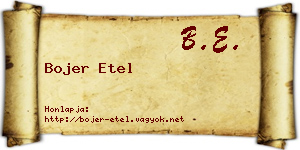Bojer Etel névjegykártya